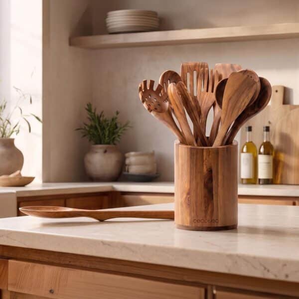 Imagen 5 Set de utensilios de madera de acacia Nature 12 piezas de Cecotec