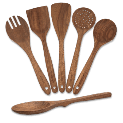 Set de utensilios de madera de acacia Nature 6 piezas de Cecotec
